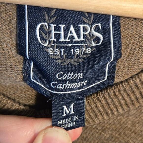 Chaps Men's Cotton Cashmere V-Neck Sweater Size M 0356 - Picture 6 of 9